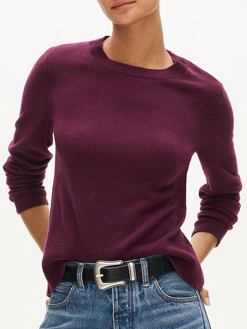 J.Crew Burgundy Cashmere Classic Fit Crewneck Sweater